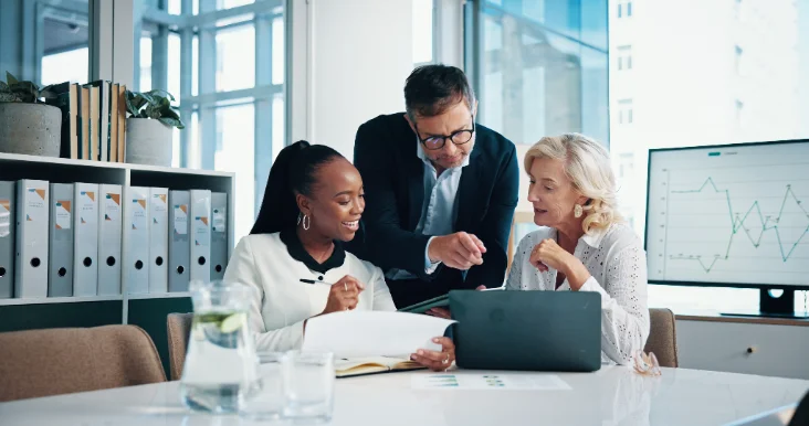 A sales team at work